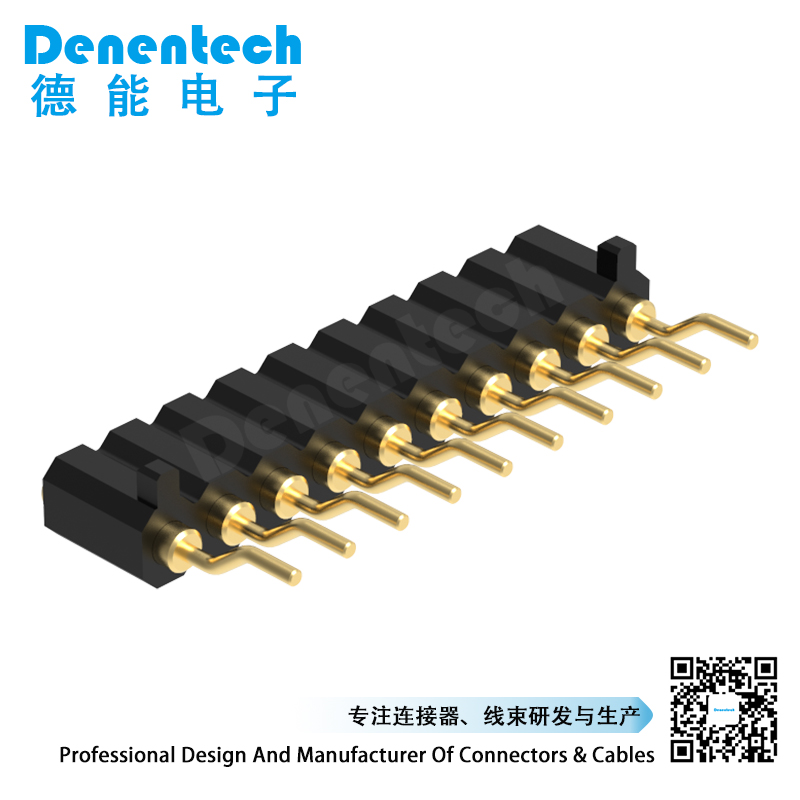 Denentech high quality 2.00MM H4.0MM single row female right angle SMT pogo pin keyboard